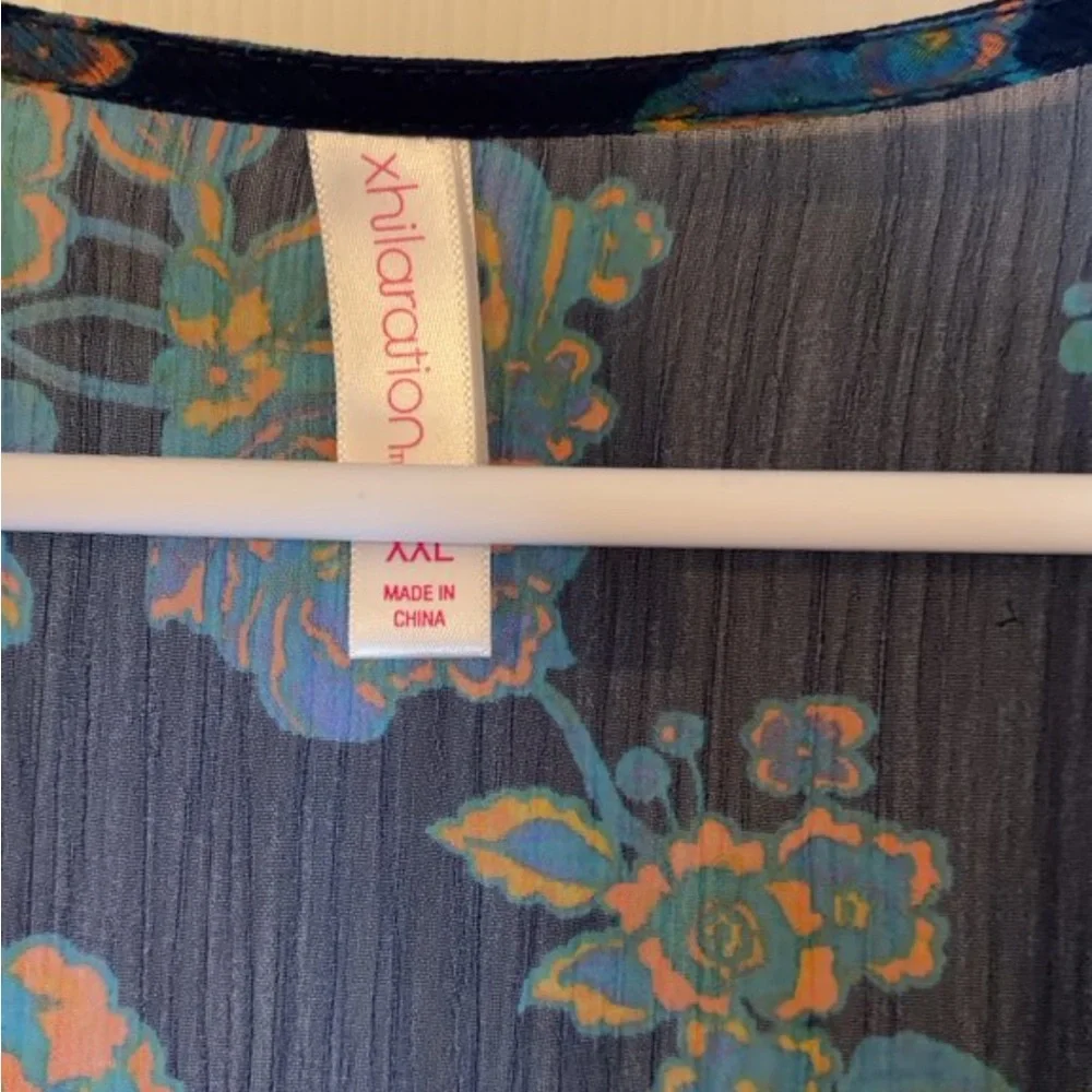 Xhilaration Blue Floral Kimono - Picture 2 of 3